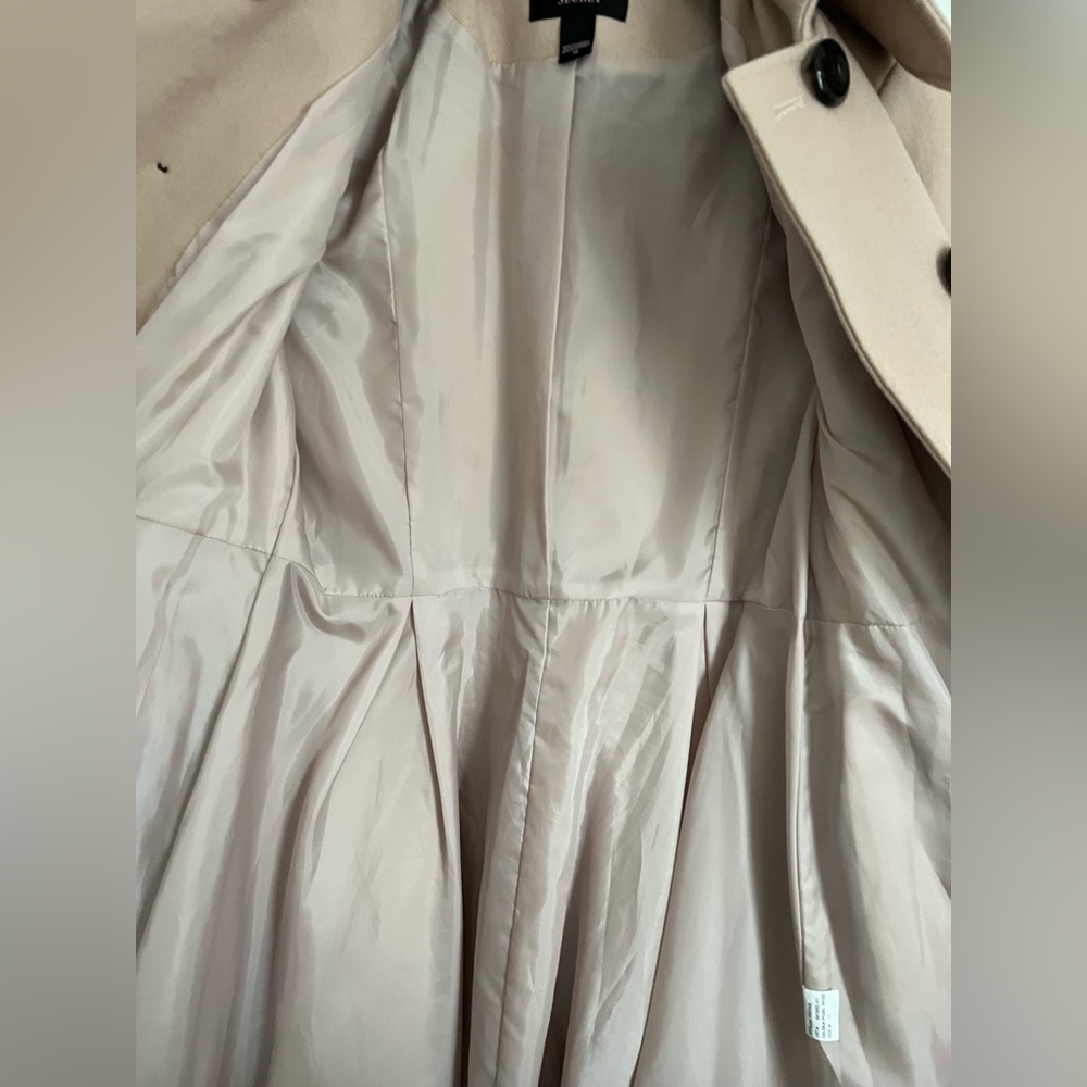 Victoria’s Secret Fit & Flare Princess Wool Trench Coat Pearl Beige Size M - Picture 5 of 6